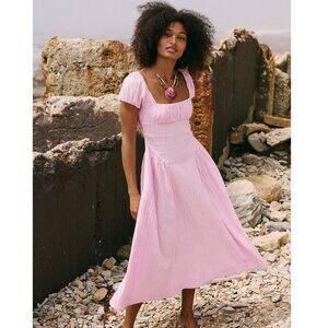 Free People - Ciara Pucker Check Midi in Pink Tulle